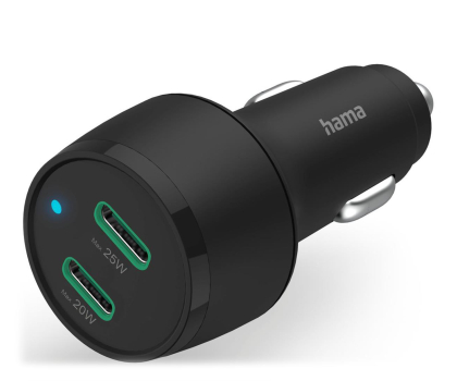 Ładowarka i akumulator HAMA Ładowarka samochodowa PD/QC 45W 2xUSB-C 4047443489821